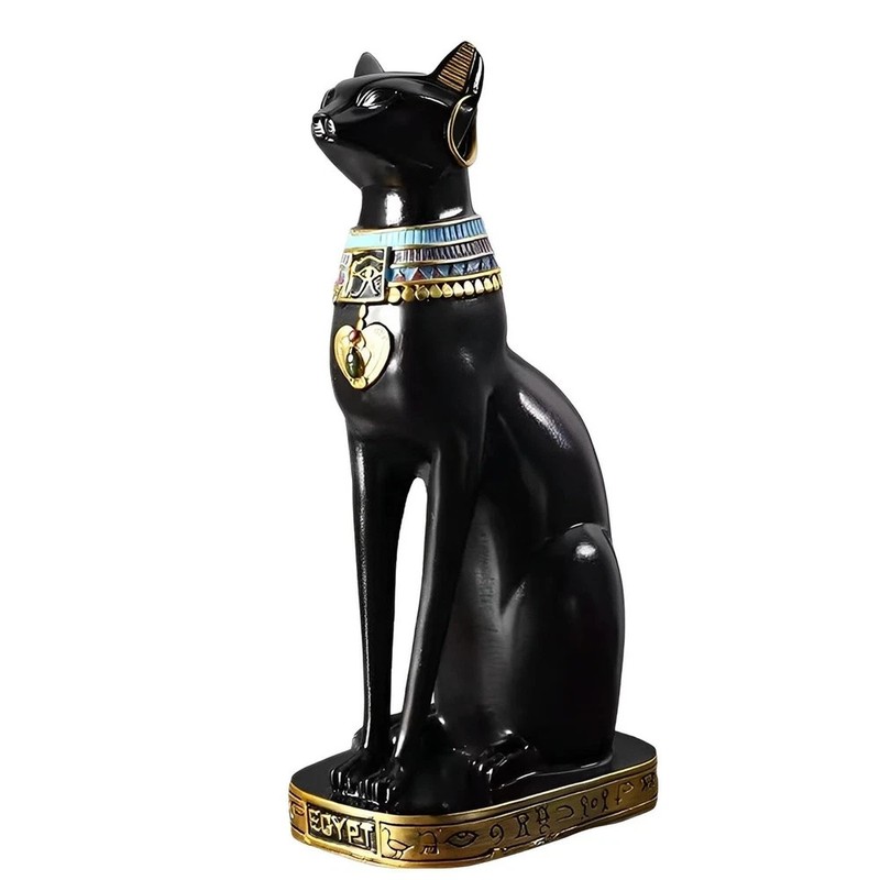 12 inch Tall Black Egyptian Cat Goddess Bastet Statue, Ancient Egypt Bast Fig…