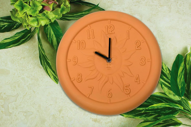 Terra Cotta Indoor and Outdoor Silent Wall Clock With Quartz Movement, 12-Inch gallery