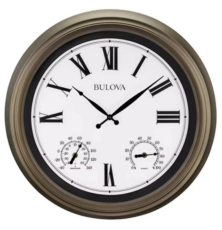Bulova C4886 Vineyard Illuminated Indoor/Outdoor Weatherproof Matte Bronze 22″