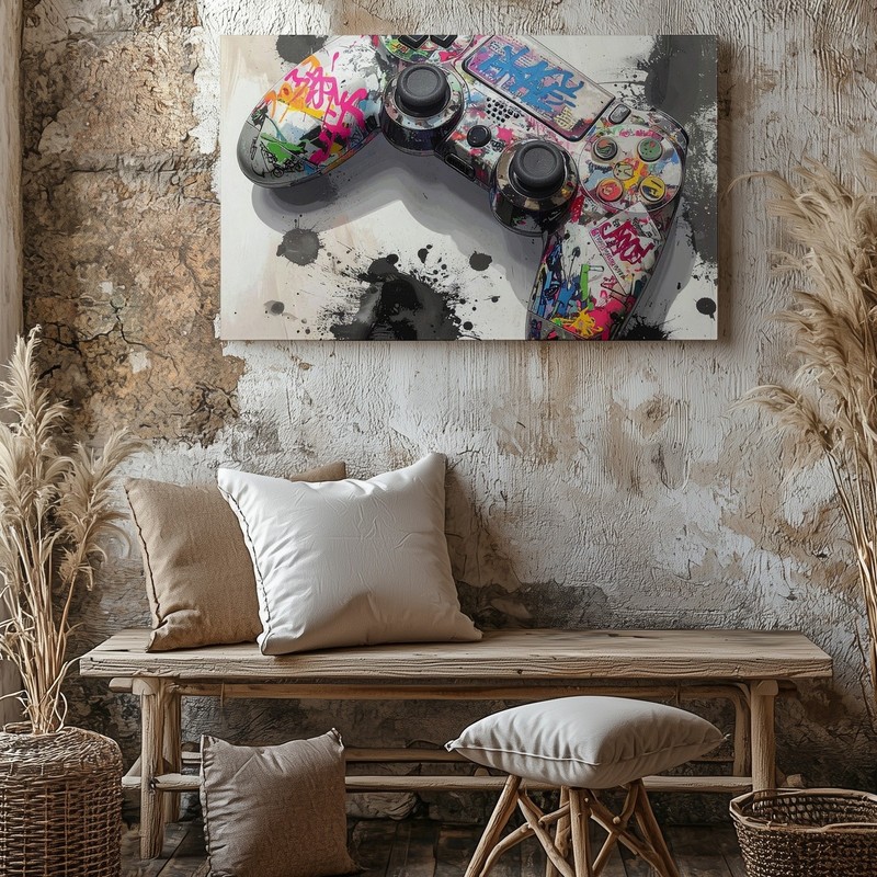 Graffiti Gamer Canvas Urban Street Art Controller Wall Print What If Your Wall gallery