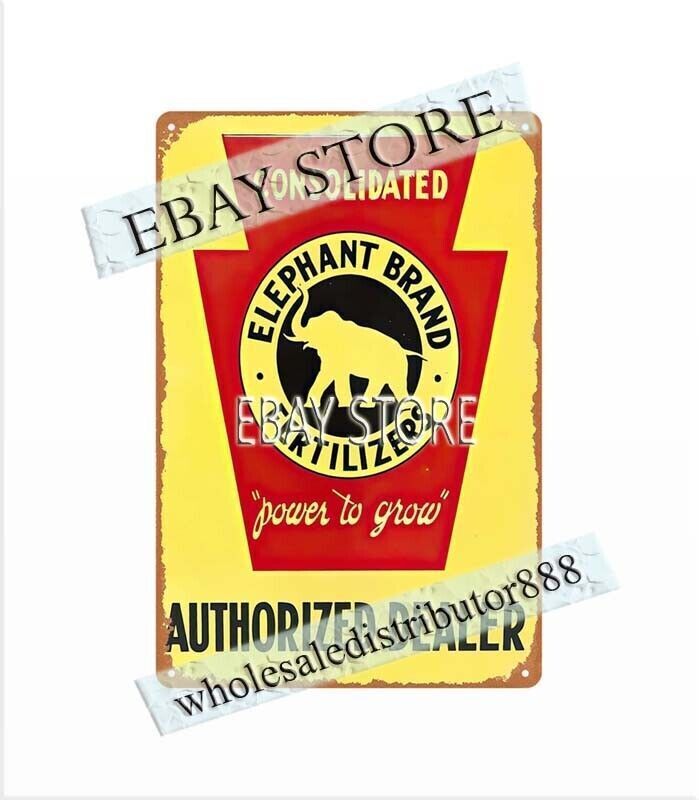 Elephant Brand Fertilizers chemical farm barn agriculture metal tin sign hanging gallery