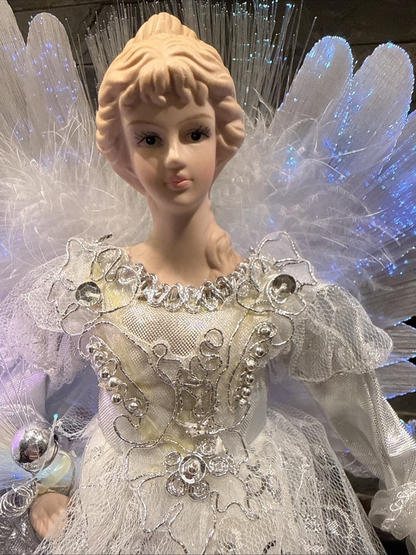 Kurt Adler Fiber Optic LED Angel Christmas Treetop, White & Silver, Multi-Color gallery