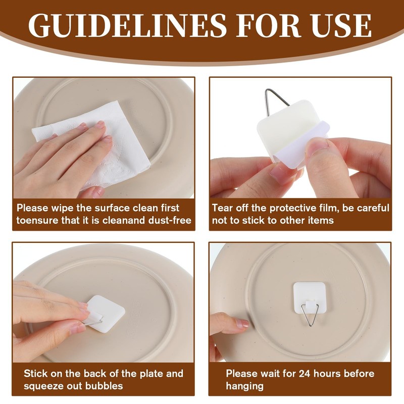 30 Pcs Invisible Adhesive Plate Hangers Nail Free Sticky Hooks for Wall Art gallery