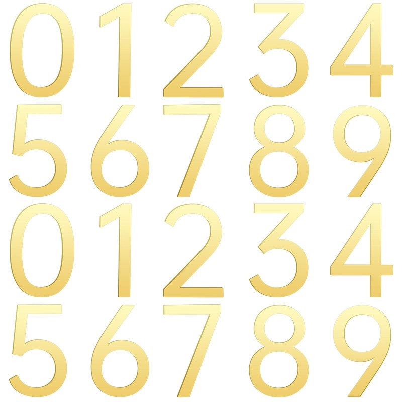 20 Pcs Gold 3 Inch Acrylic Mailbox Number, Waterproof Adhesive Numbers, 0-9 S…