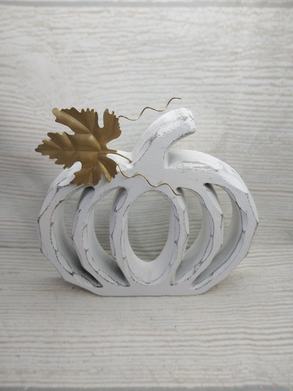 New! White Carved Look Pumpkin Wood Cutout Sign Decor Fall Autumn Farmhouse gallery