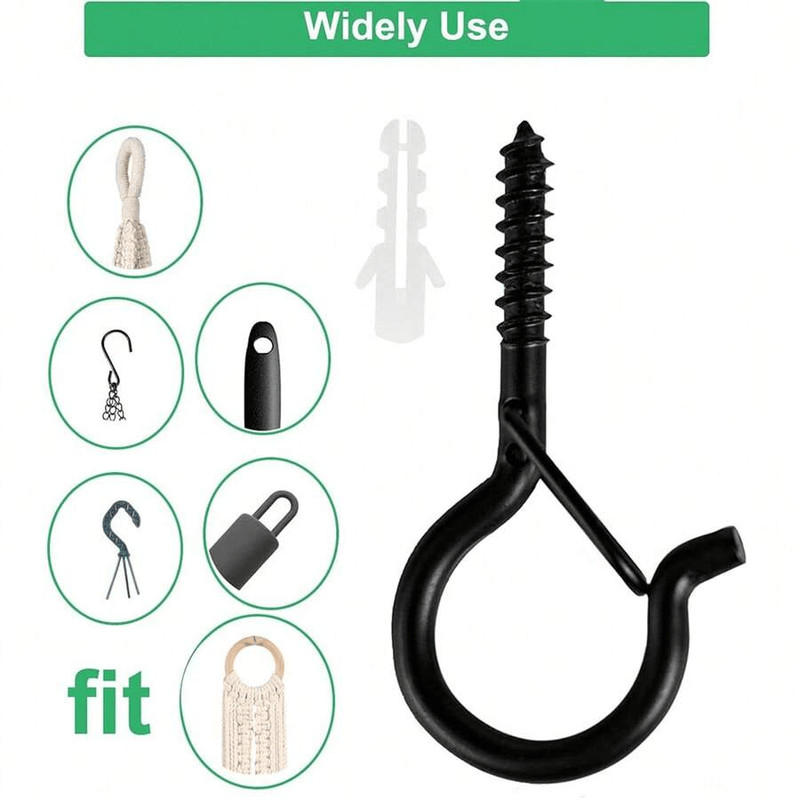 Multicolor Heavy Duty Screw-In Ceiling Hooks With Anchors 20pcs Black gallery