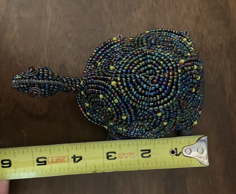 Beadworx Rainbow Color Red Eye Turtle Bead Wire Silver Footed Animal Sculpture gallery