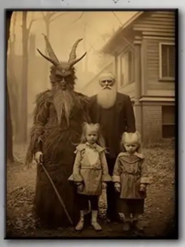 Vintage Halloween Canvas Art, Family Photo Creepy, Scary, Retro – 8″ X 10″