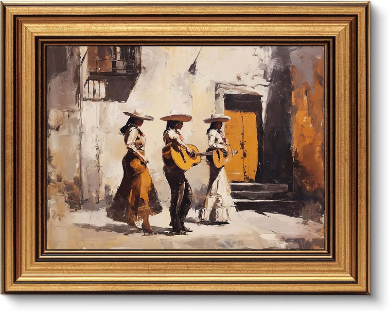 Gold Framed Wall Art, Mexican Mariachi Canvas Prints, Vintage Mexican Street …