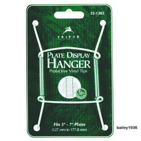 DELUXE Wire Plate Hanger CHOICE of 6 Sizes WHITE or BRASS - HANGING BRACKET/NAIL gallery