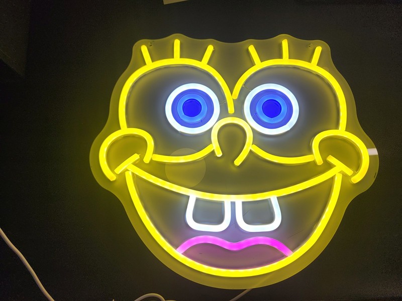 SPONGEBOB Yellow, Blue, Pink Custom Illuminated Glowing LED Neon Wall Art Sign