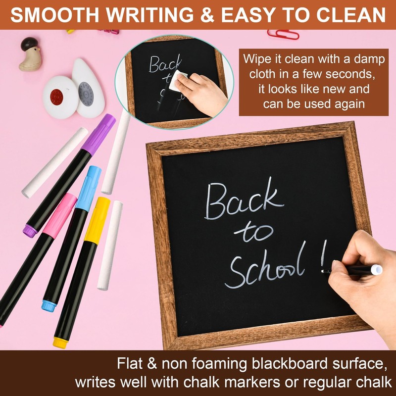 10x10 Inch Double Sided Chalkboard Sign Stand 12 Markers 340 Letters Brown gallery