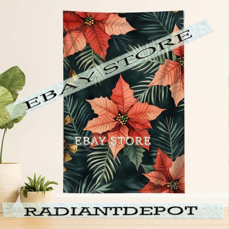 Scarlet Leaves Tapestry Festive Floral Wall Art 39X59 in
