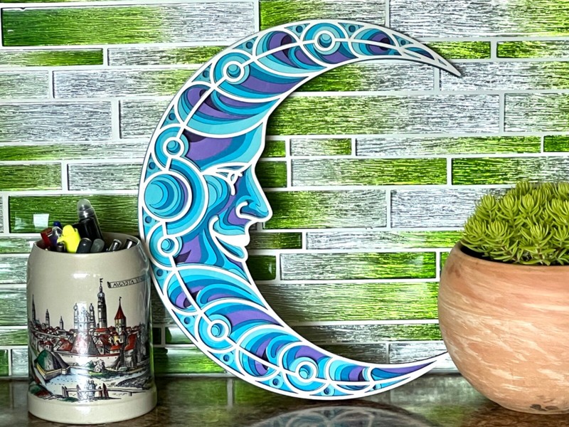Crescent moon Wall Decor Mandala Wooden Art Decor Every Room Great present 🎁