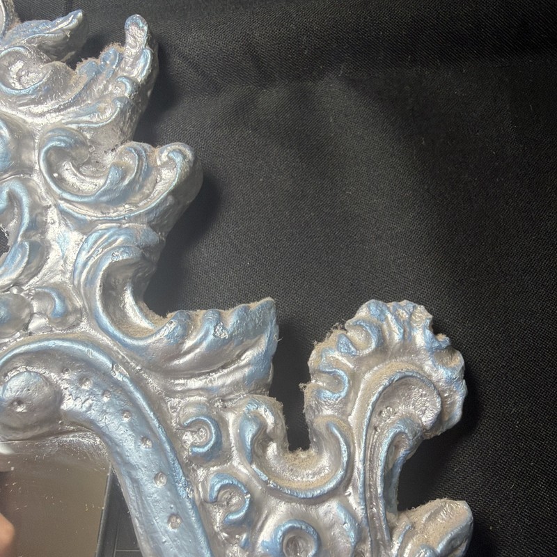 Ceramic Decorative Silver tone With Blue Tint Mirror Made In Mexico 13 3/4” X 8” gallery