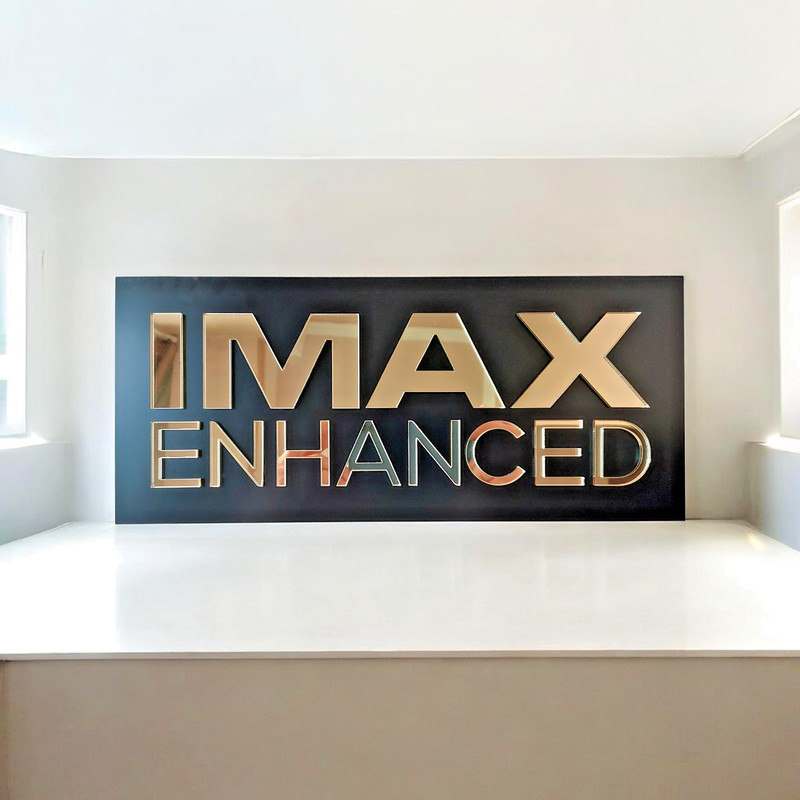 IMAX Enhanced Wall Sign Gold Acrylic Aluminum Plaque Home Theater Cinema Decor
