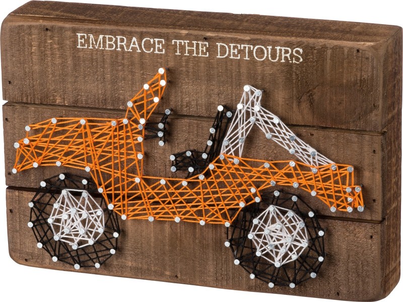 Primitive Rustic Wood Metal String Art Sign – Embrace The Detours – jeep CJ