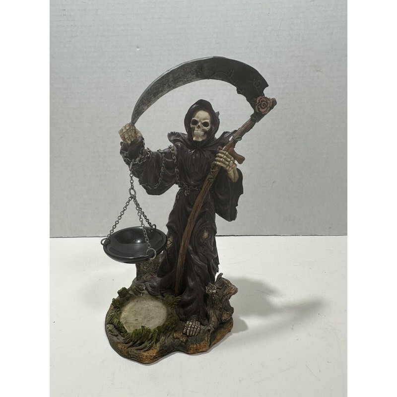Summit Collection Grim Reaper Statue Scythe Scale Purple Robe Gothic fantasy 9in gallery