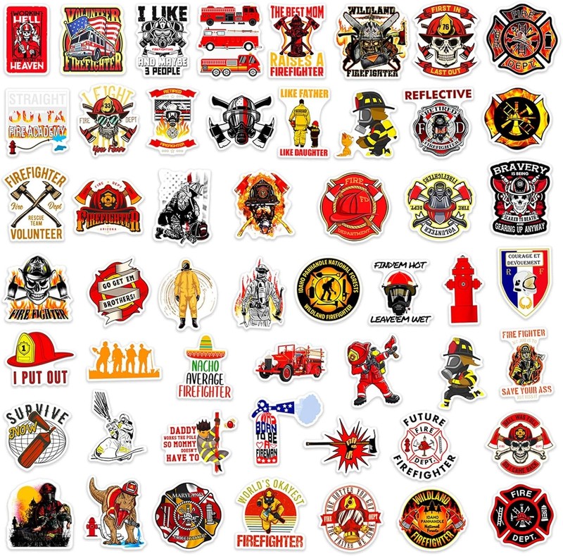 50Pcs Funny Firefighter Stickers for Adults — Fireman Stickers and Decals for gallery
