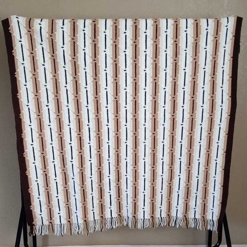 Vintage Southwestern Inspired Square Crochet Afghan Fringe Sofa/Wall Decor 52×52