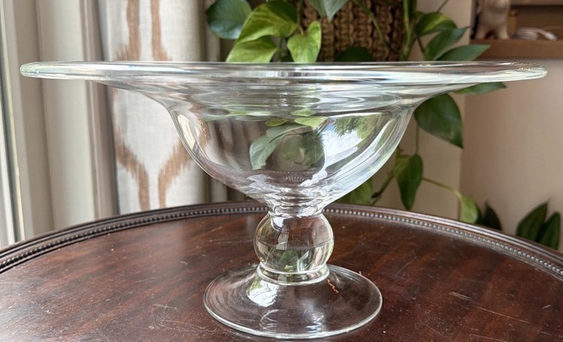 Clear Glass Footed Pedestal Centerpiece Bowl
