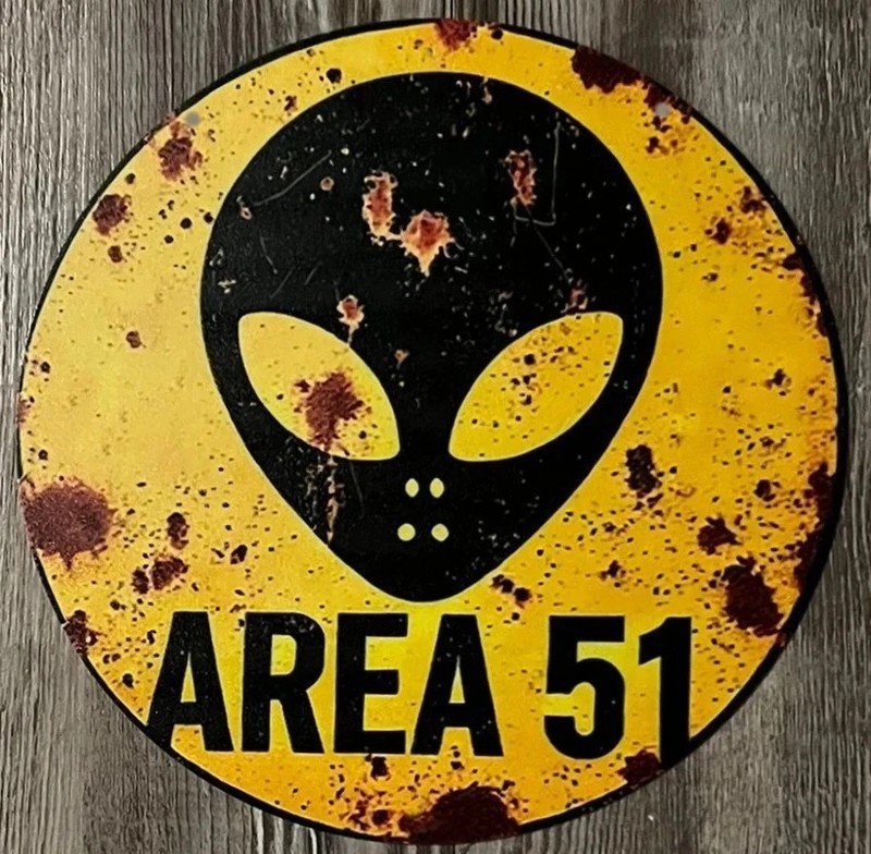 Area 51 8″ Diameter Vintage Novelty Metal Sign Made In USA New!