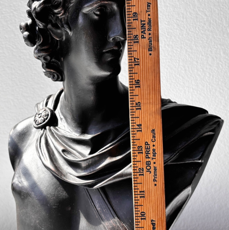 House Parts Apollo Bust Sculpture Black Plaster Greek Roman 24” Decor gallery