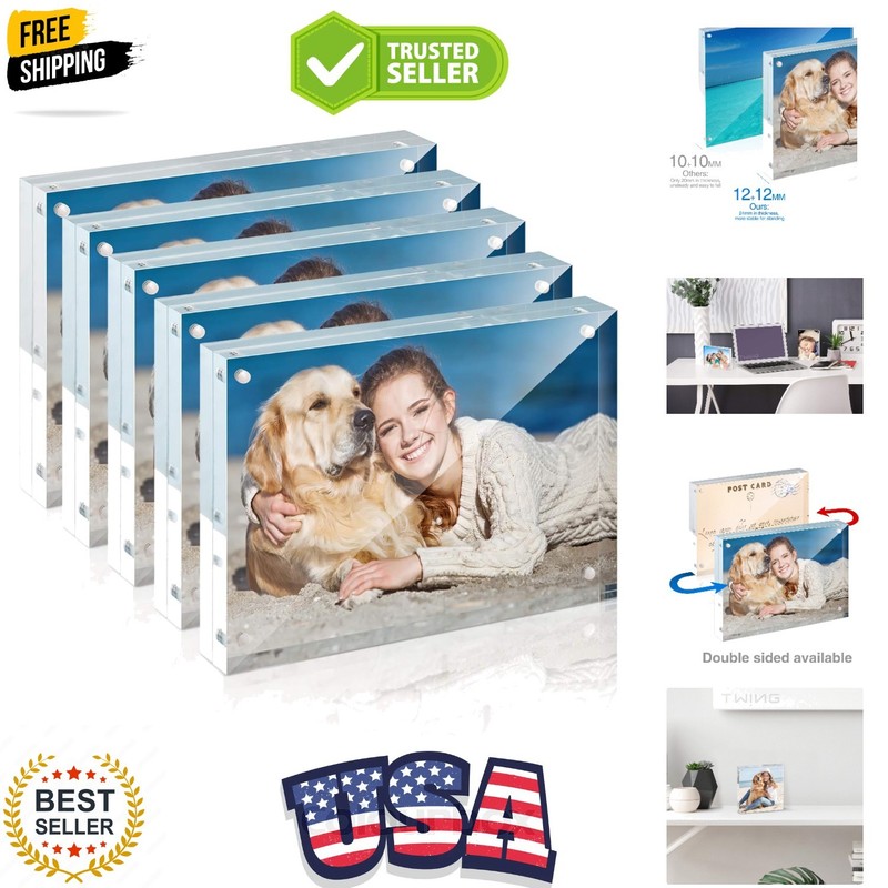 5×7 Inch Acrylic Picture Frame 5 Pack,12+12MM Thickness Double Sided Acrylic …