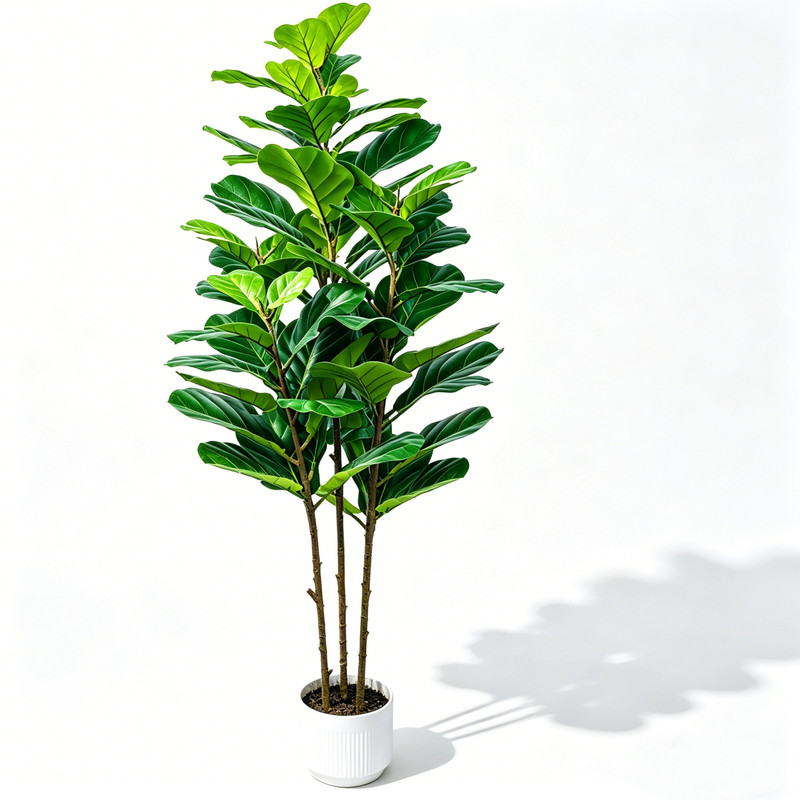 5Ft Artificial Fiddle Leaf Fig Tree Realistic Adjustable Branches White Planter gallery