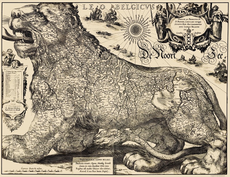 Historic Map – Belgium Netherlands Luxembourg – Hondius 1611 – Vintage Wall Art