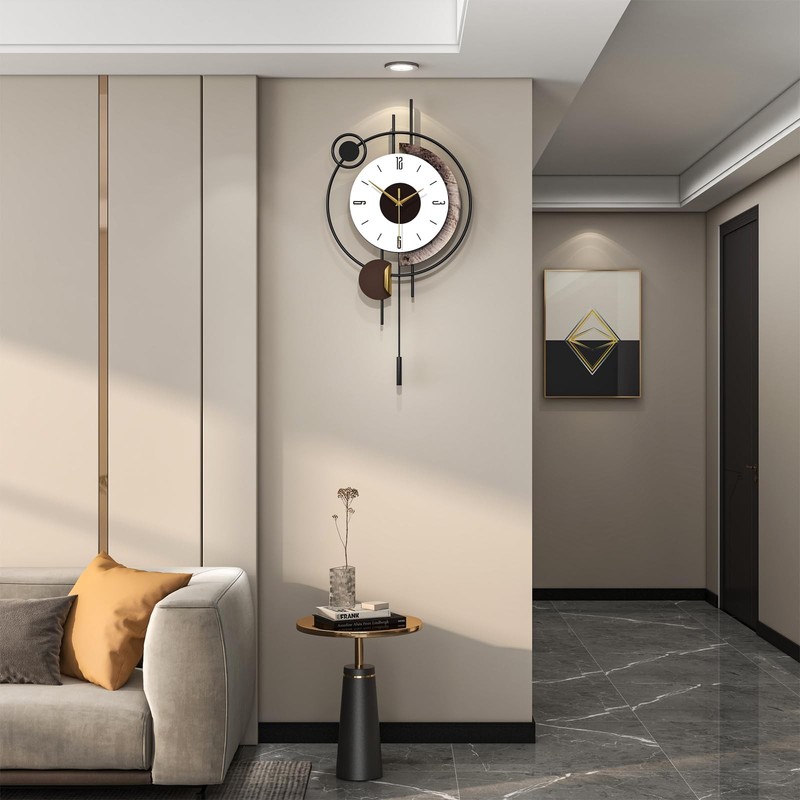 Modern Wall Clock for Living Room Decor Large Decorative Metal Silent Wall Cl... gallery