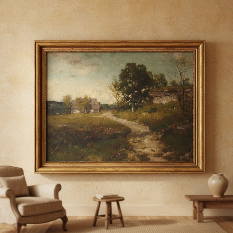 Reusable Gold Frame 12×16 Vintage Landscape Print – Ideal Rustic Wall Decor