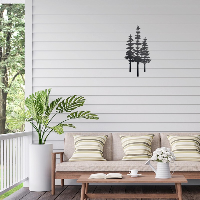 noxozoqm Metal Tree Wall Decor, Cabin 1ft 3in, Black gallery