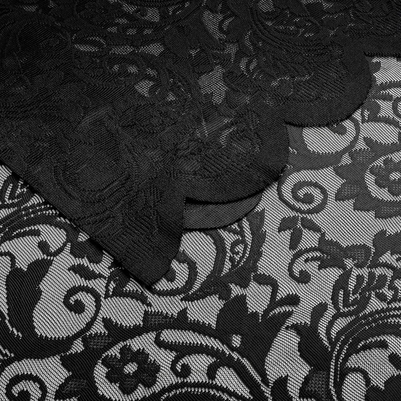 Black Sheer Lace Curtains 84 inch Vintage Floral Sheer Gothic Curtain Panels for gallery