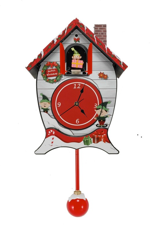 Santa’s Workshop Christmas Cuckoo Clock Musical Holiday Carols Analog Battery