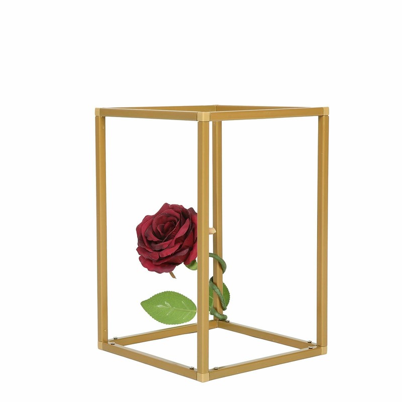 2 pcs 12-Inch tall Gold Matte Metal Geometric Stands Flower Vase Holders Sale