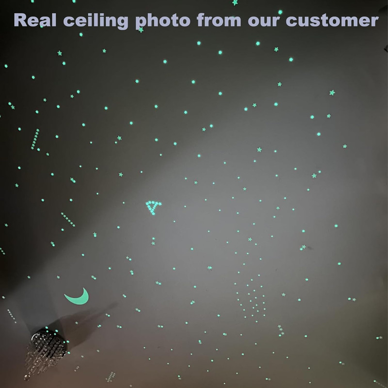 Glow in the Dark Stars Decals Decor for Ceiling 633 Pcs Realistic 3D Stickers St gallery