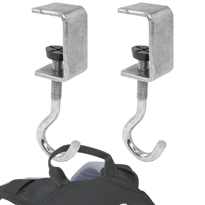 Zolunu 2 Pcs Desk Mount Bag Holder Hook Clamp-On Backpack 2 Hooks, Silver