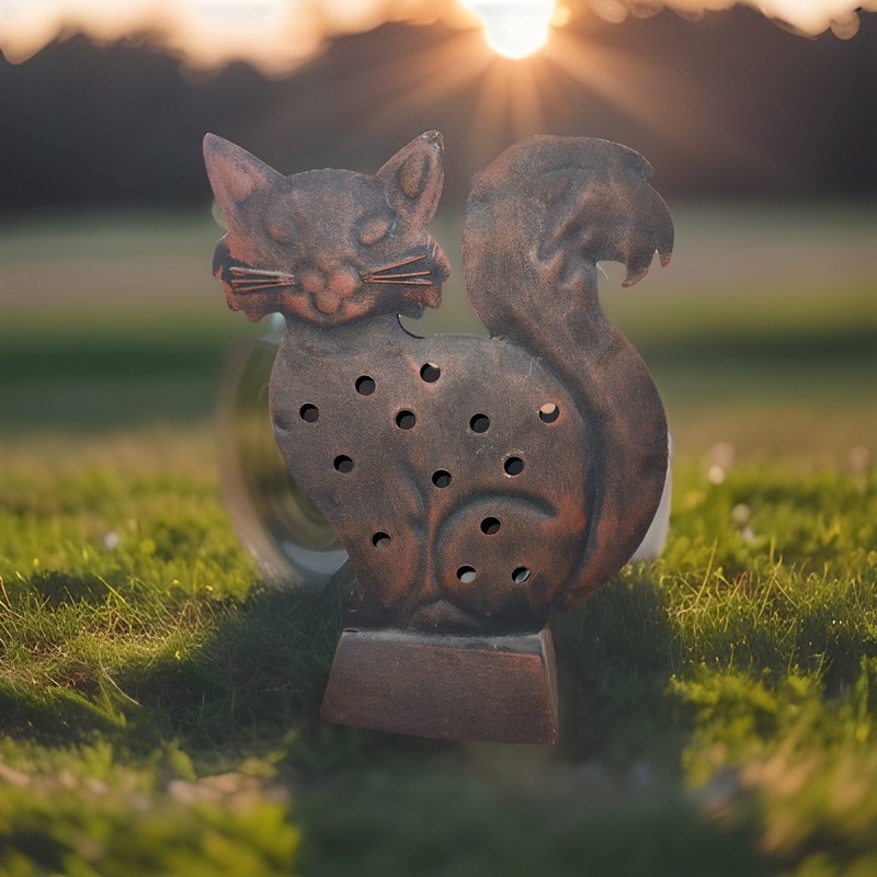 Cat Metal Welded Lantern Figural Tea Light Candle Holder 11.5 X 8 Indoor Out