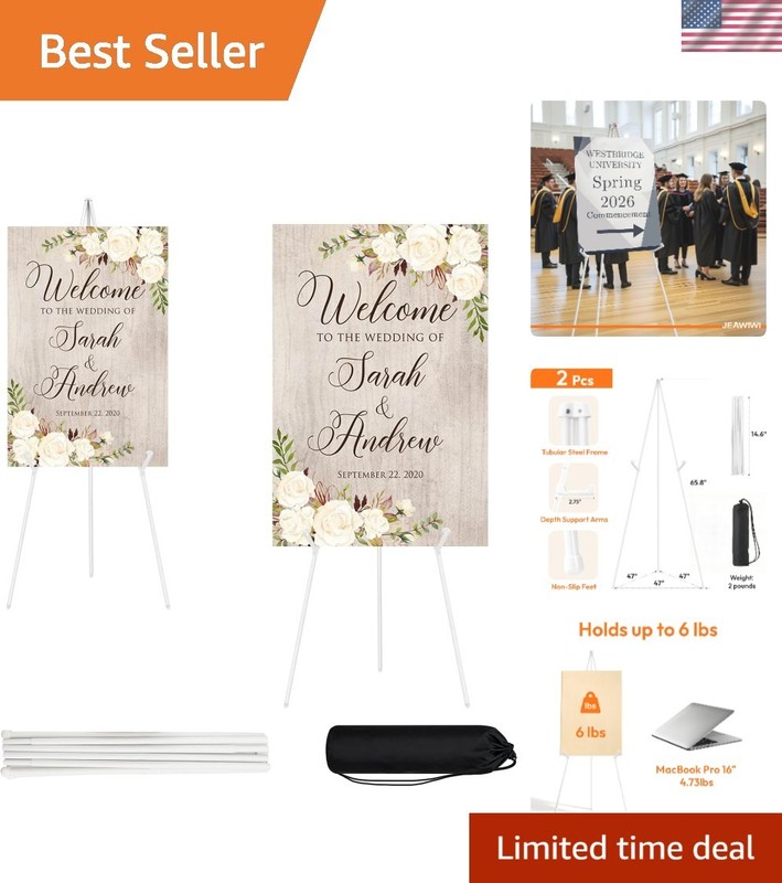Lightweight 66 Inch Adjustable Easel Stands – Ideal for Wedding Signs & Art