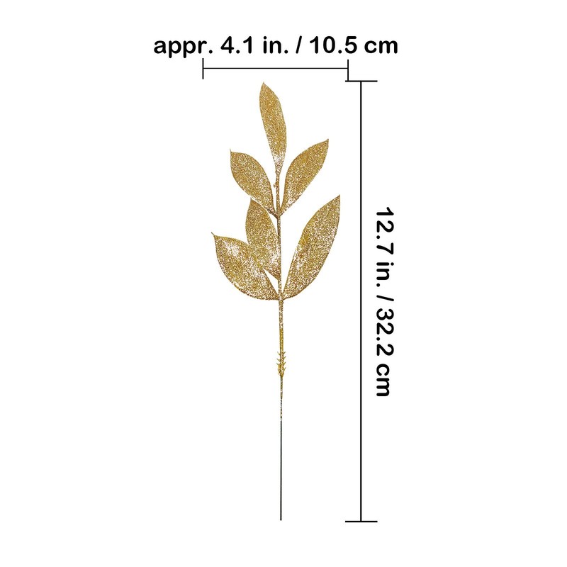 40 PCS 12 Inch Tall Gold Glittered Artificial Leaf Spray Picks Vase Bouquet gallery