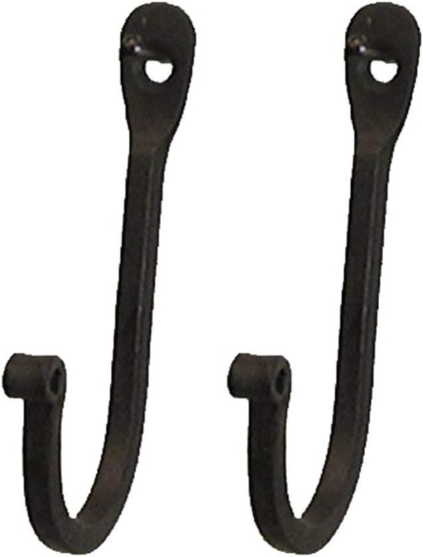 CTW 720002 Early American Single Prong Wrought Iron Hooks, Set of 2 – Rustic