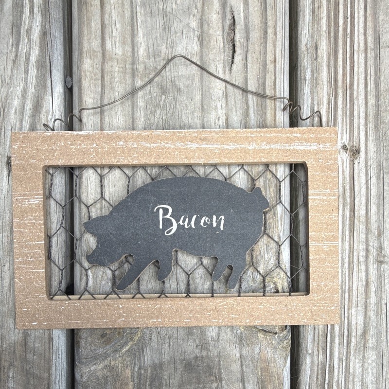 Farmhouse Rustic Distressed Wood Hanging Farm Animal Wall Signs "We Licked It" gallery
