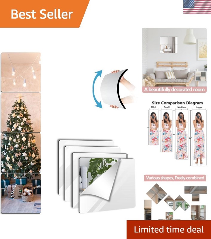 Unbreakable Wall Mirror Full Length,Over the Door Mirror for Bedroom,4Pcs 10i…