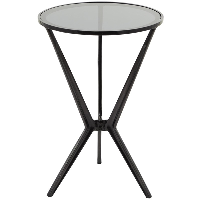 Deco 79 Aluminum Hourglass Shaped Stand Accent Table with Clear Glass Top, 16…