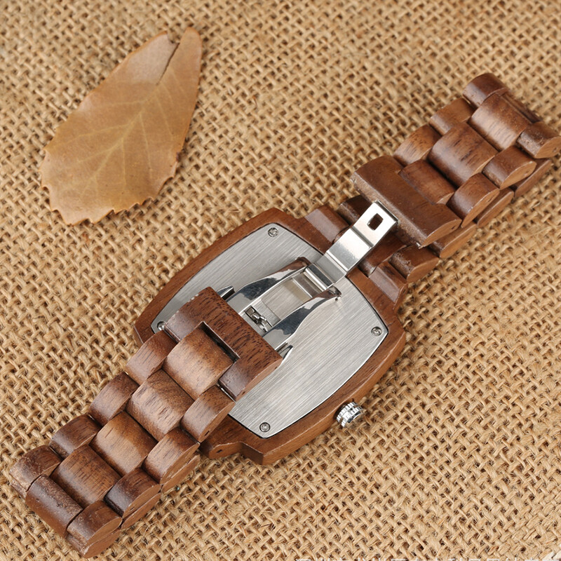 Couple Square Wood Watch Lover Bracelet Wrist Watches Natural Real Walnut Wood gallery