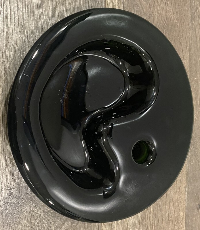 Iridescent Green Center Piece / Serving Bowl Plate - Glass - Vintage 10” gallery