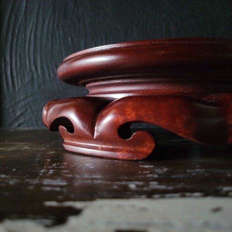 Large Vintage Rosewood Finish Base for Vases and Ginger Jars, Display Stand - 8" gallery
