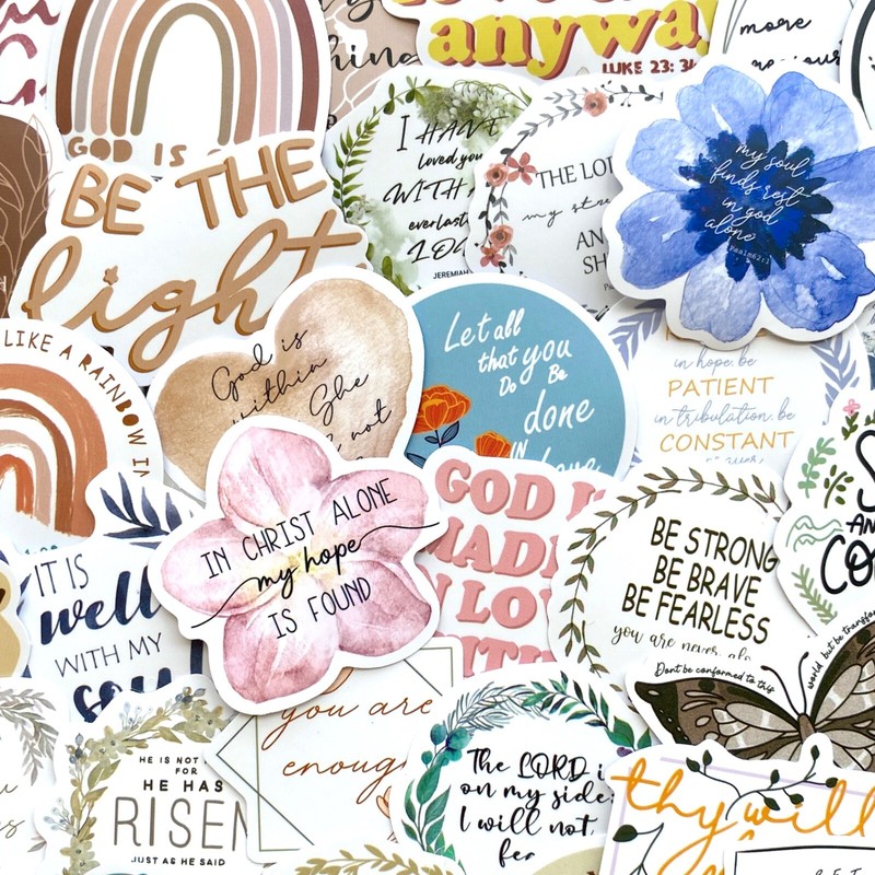 5-50 pcs Bible Verse Stickers, Jesus Christian Phrase Boho Phone Laptop Decals