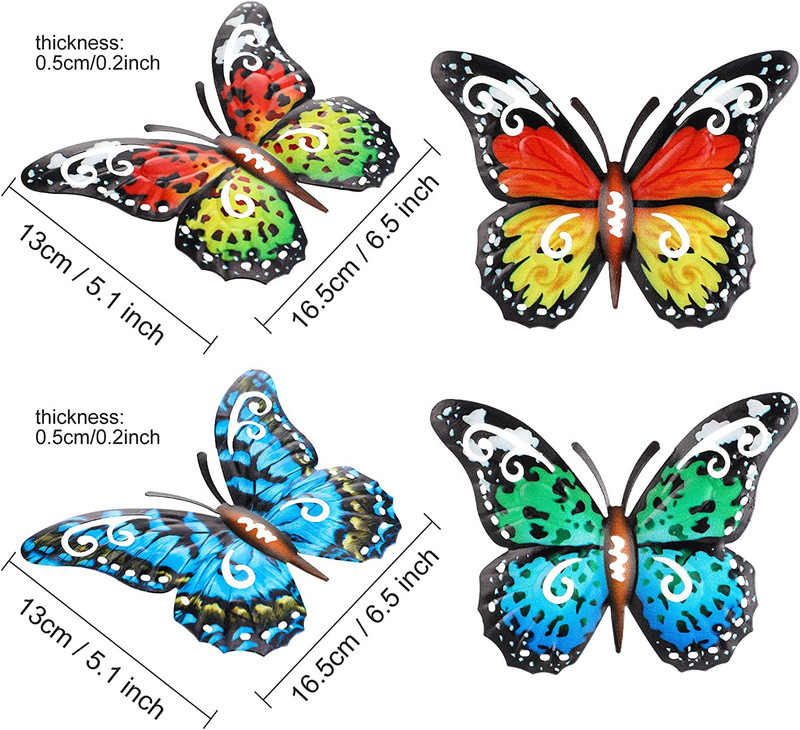 8 Pcs Metal Butterfly Wall Decor 6.5 Inch Outdoor Butterflies Wall Art Sculpture gallery